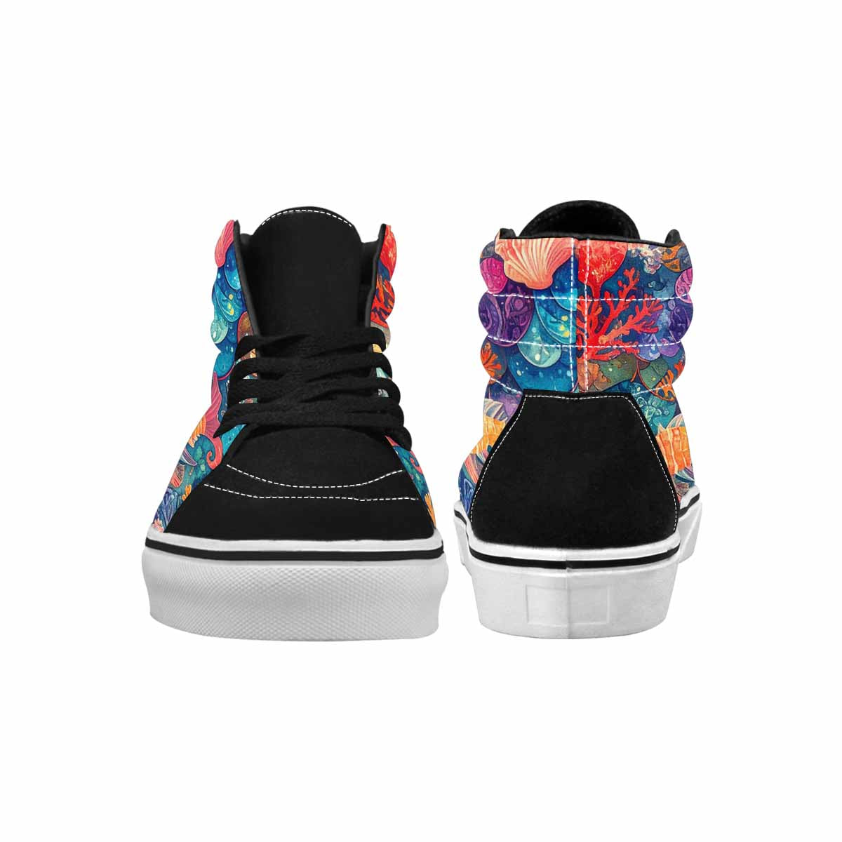 WOMEN'S Fish Scale Coral High Top Canvas Dark Academia Custom Shoes