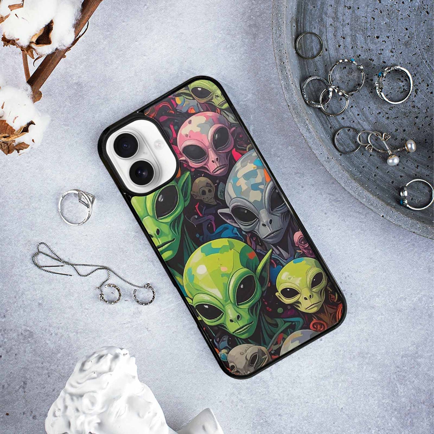 iPhone 16 Plus Case — Aliens Camo Aliens Pattern Hundreds Of, Original Design Phone Case