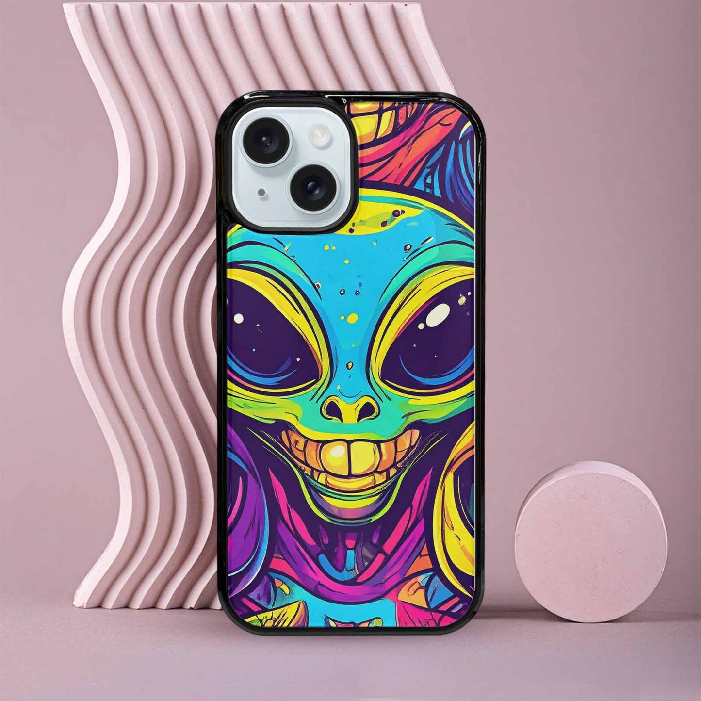 iPhone 15 Case — Alien Ufo Cartoon, Customized Protective Case