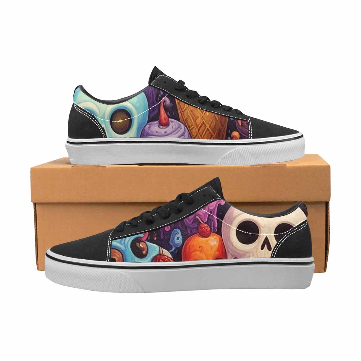 WOMEN'S Ice Cream Monsters Lace-Up Canvas Vibrant Chaos Sneakers