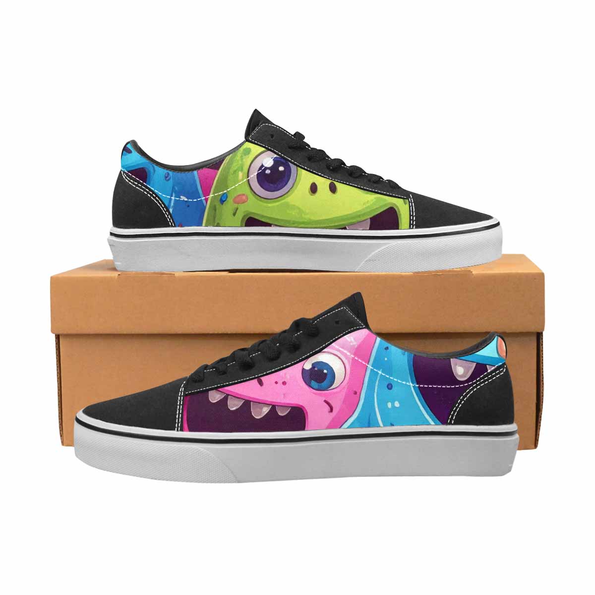 MEN'S Melting Icecream Monster Cherry Canvas Lace-Up Neon Fantasy Custom Shoes