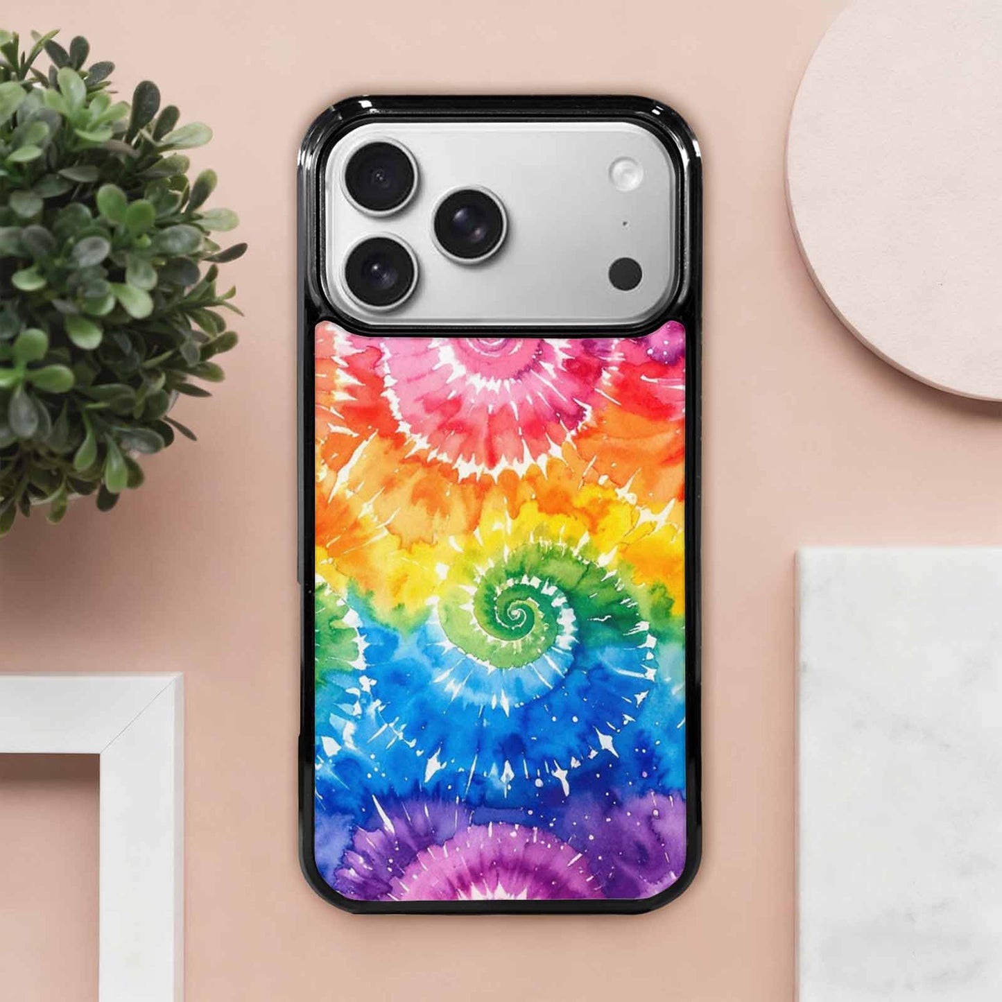 iPhone 17 Pro Max Case — Tie Dye Spiral Rainbow Tie Dye, Customized Protective Case