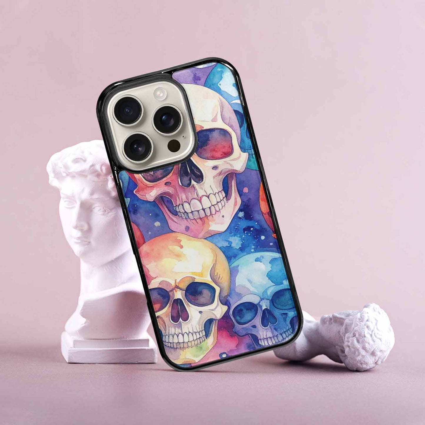 iPhone 16 Pro Case — Kulls Watercolor Skulls Small Skull Pattern, Custom Made Phone Cover