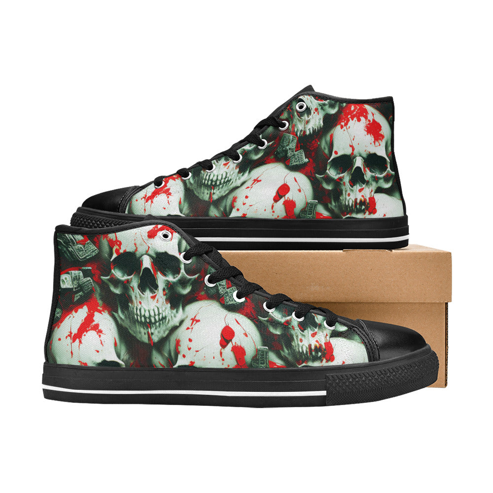 MEN'S Splatter Skulls 4 Men’S High Top Canvas Dark Academia Custom Shoes