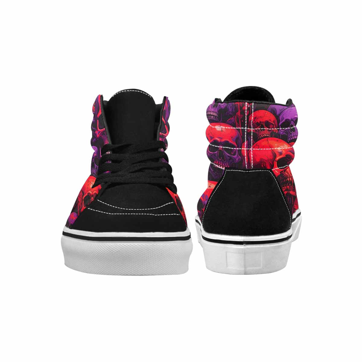 MEN'S Red + Purple Skeletons High Top Canvas Grunge Shoes