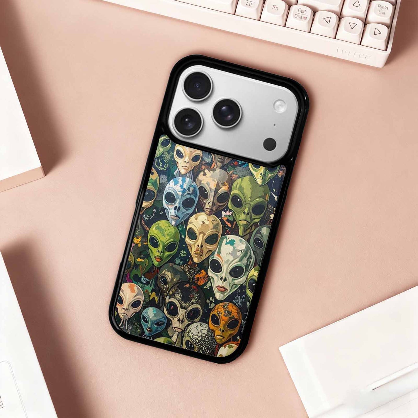 iPhone 17 Pro Case — Aliens Camo Aliens Pattern Hundreds Alien, Custom Print Case Cover