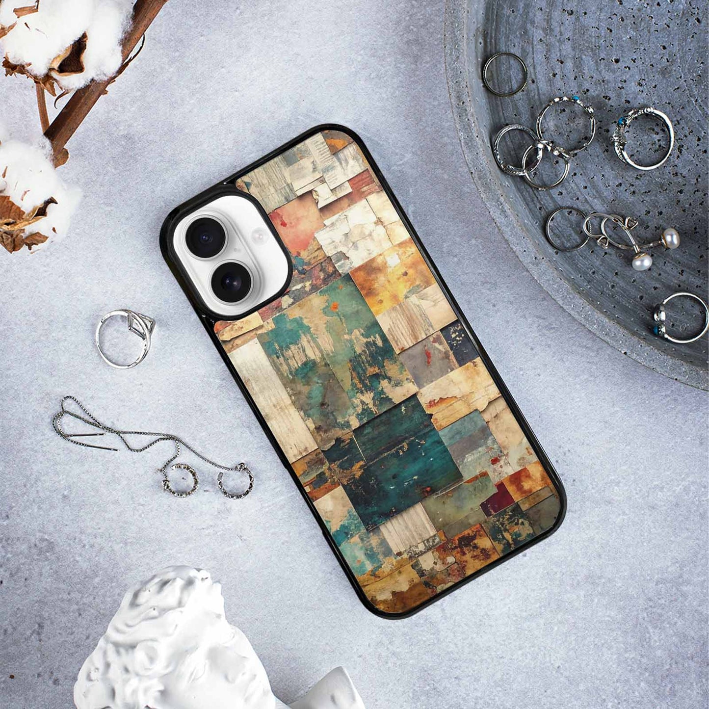 iPhone 16 Plus Case — Distressed Grunge Texture Pattern Hundreds Of, Custom Art Phone Cover