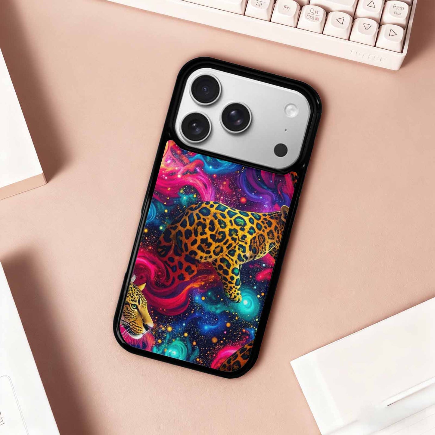 iPhone 17 Pro Case — Leopard Print Galaxy Seamless Pattern Animal, Custom Made Phone Cover