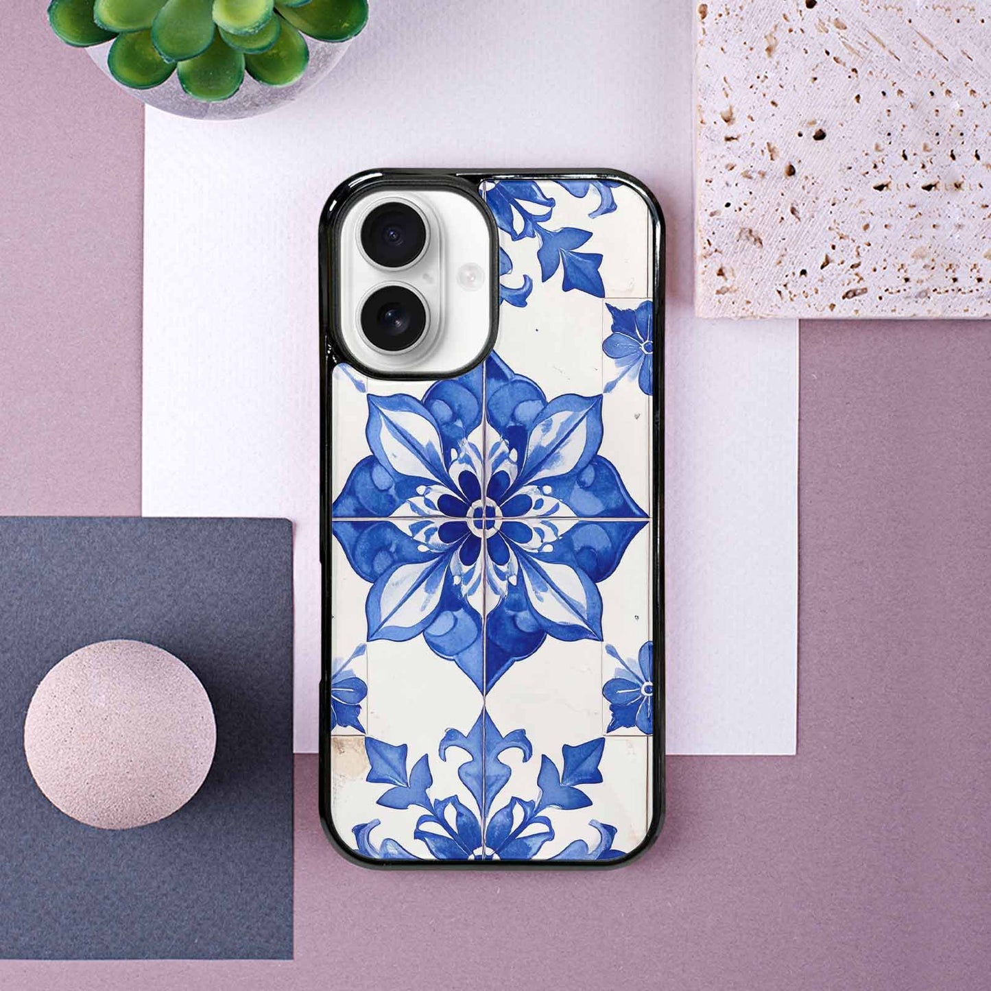 iPhone 16 Case — Mexican Talavera Tile Pattern Floral Geometric, Custom Made Phone Cover