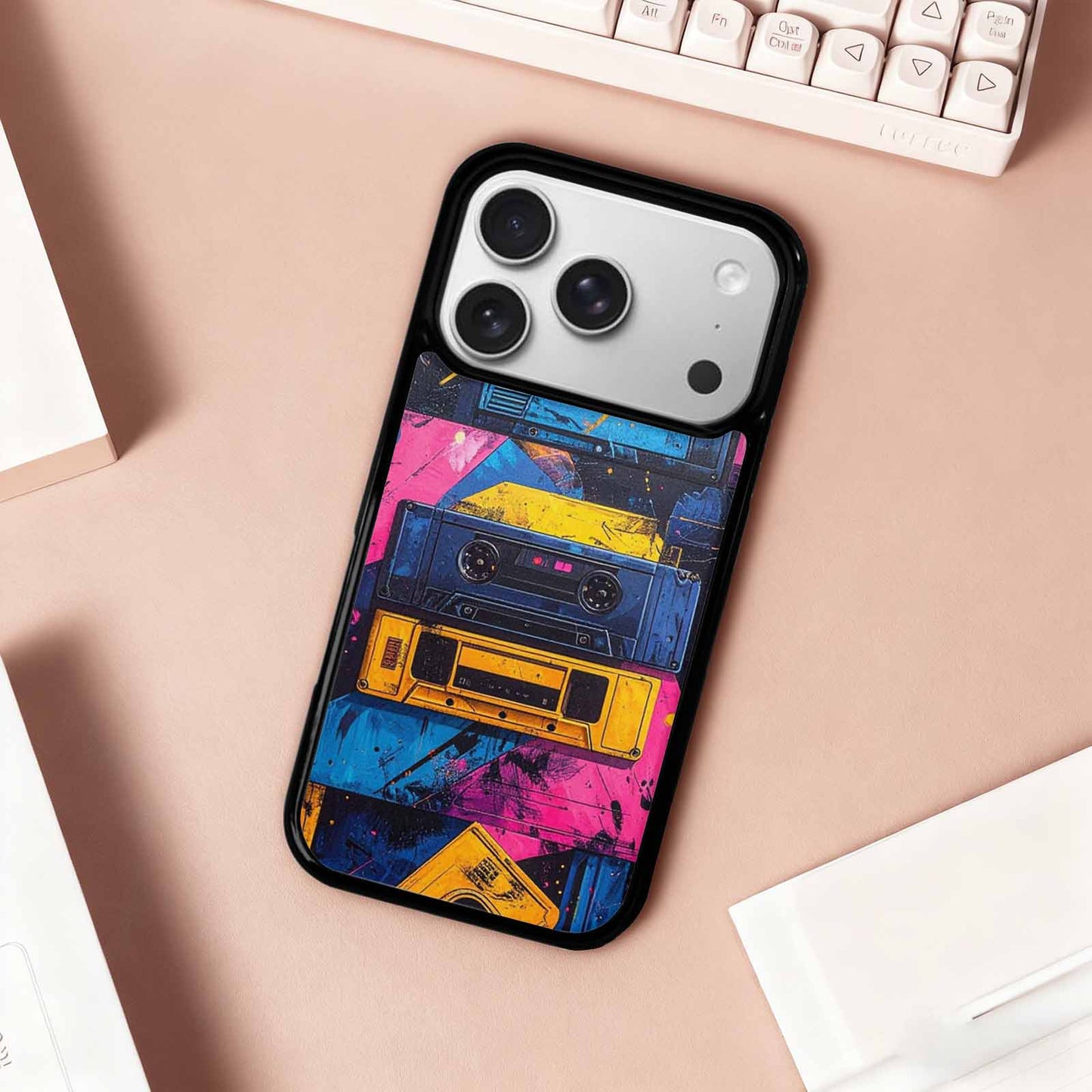 iPhone 17 Pro Case — Seamless Tileable Pattern Of Overlapping Retro, Custom Printed Phone Case
