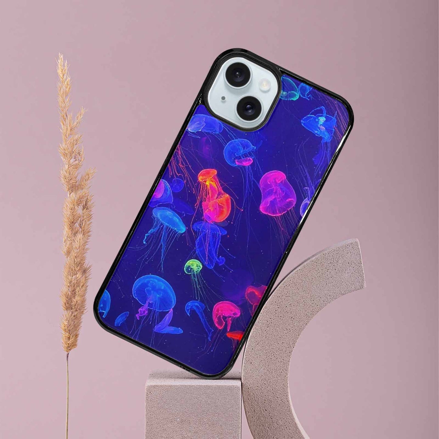 iPhone 15 Plus Case — Jellyfish Glow Jellyfish Glow Pattern Hundreds, Custom Designed Case Cover