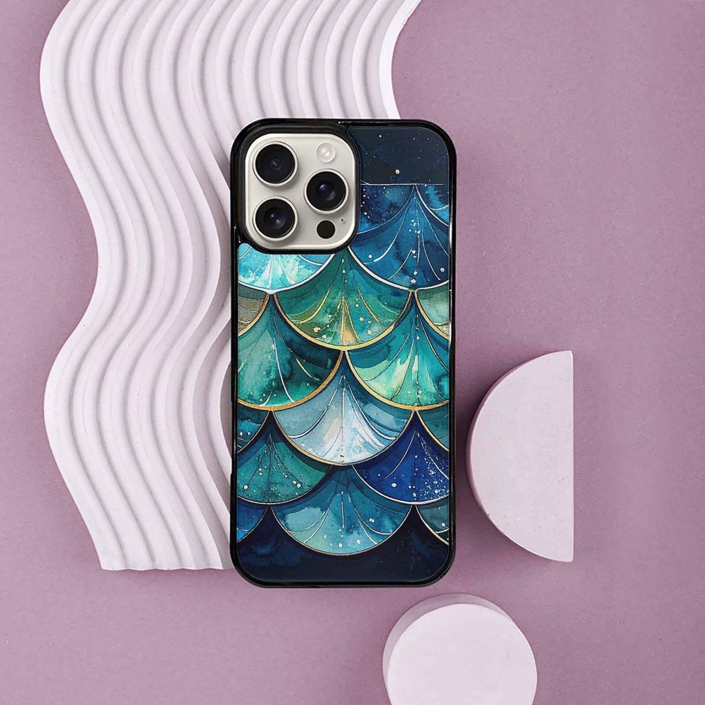 iPhone 16 Pro Max Case — Mermaid Scale Art Pattern, Custom Printed Phone Case