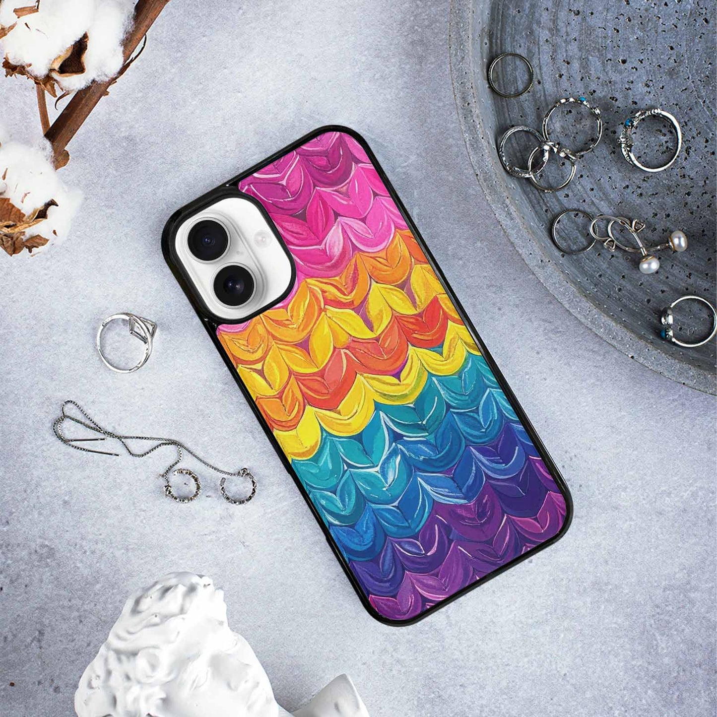 iPhone 16 Plus Case — Pansexual Flag Color Theme Small Rainbow, Customized Protective Case