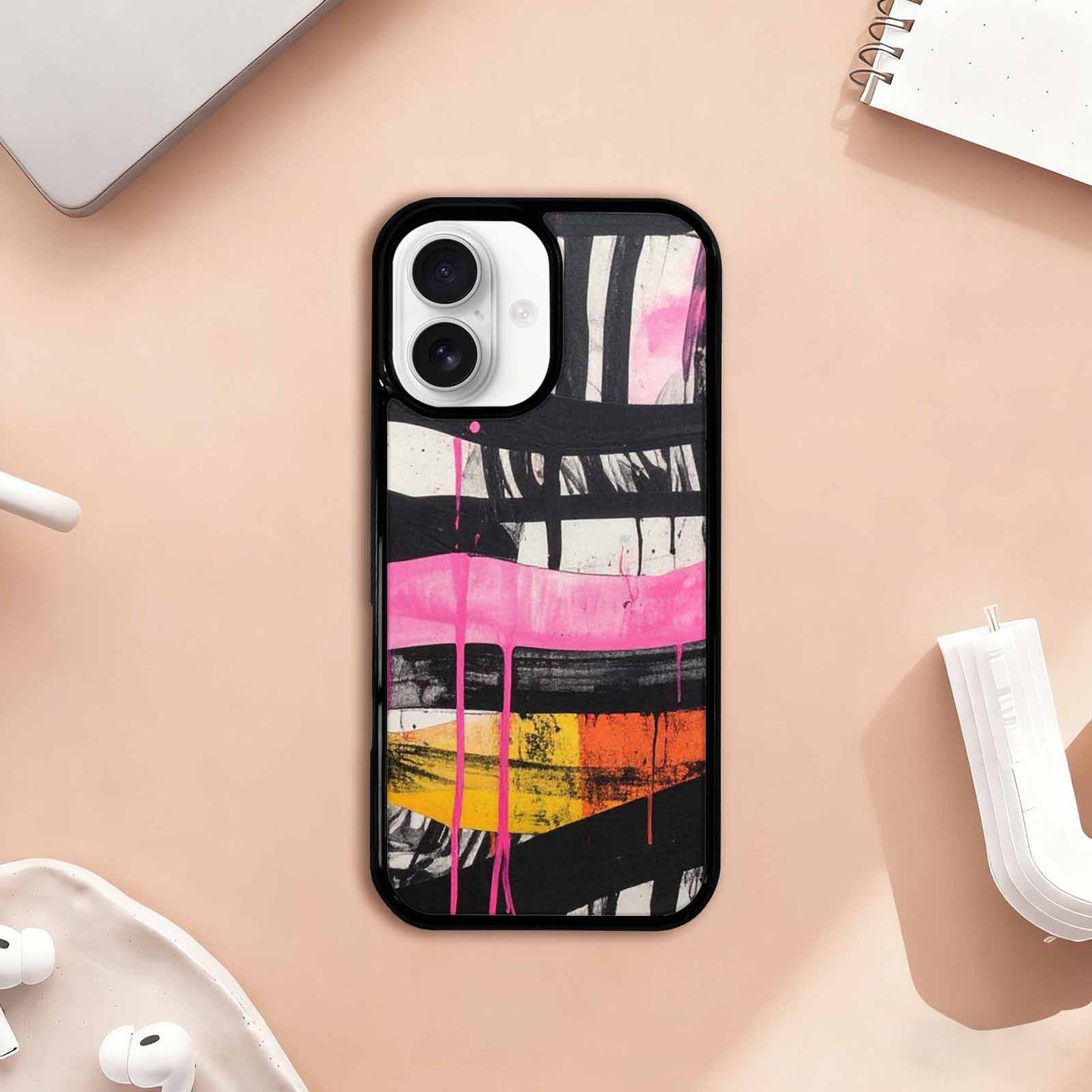 iPhone 17 Case — Black & Pink Ink Animal Print, Unique Phone Case Design