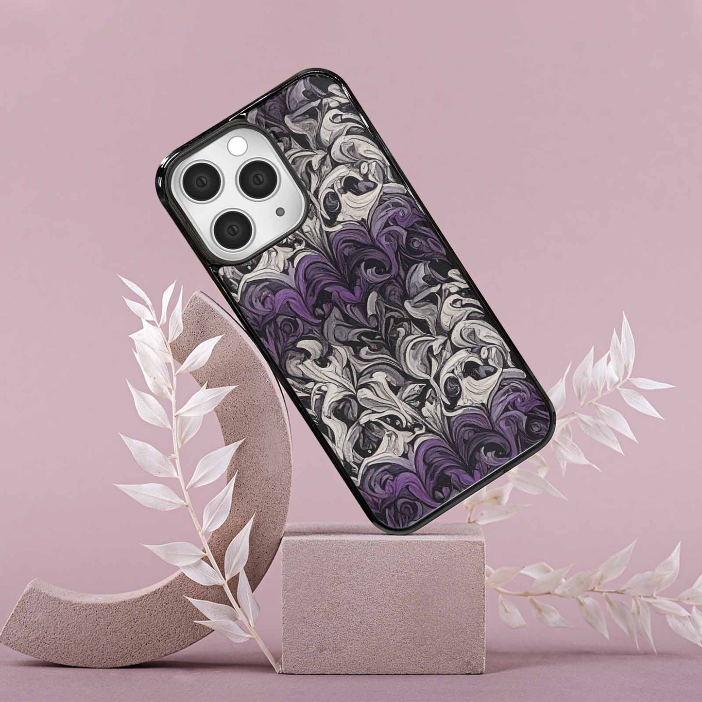 iPhone 15 Pro Max Case — Asexual Flag Color Theme Small Rainbow, Unique Phone Case Design