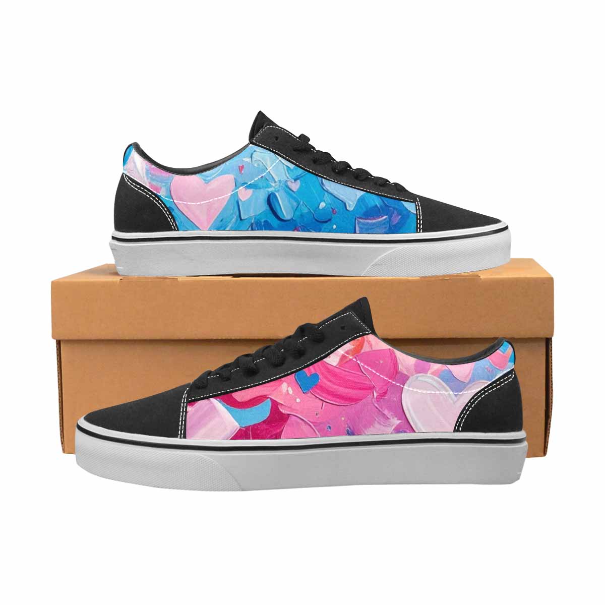WOMEN'S Transgender Pride Flag Lace-Up Canvas Wallpaper Art Sneakers
