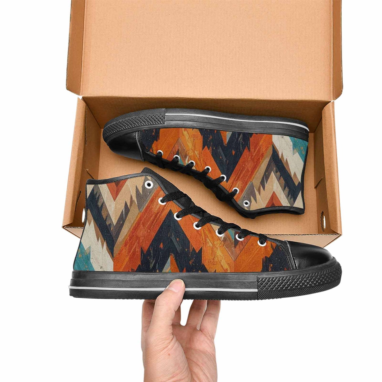 WOMEN'S Southwestern Geometric Diamond High Top Canvas Dreamcore Custom Sneakers