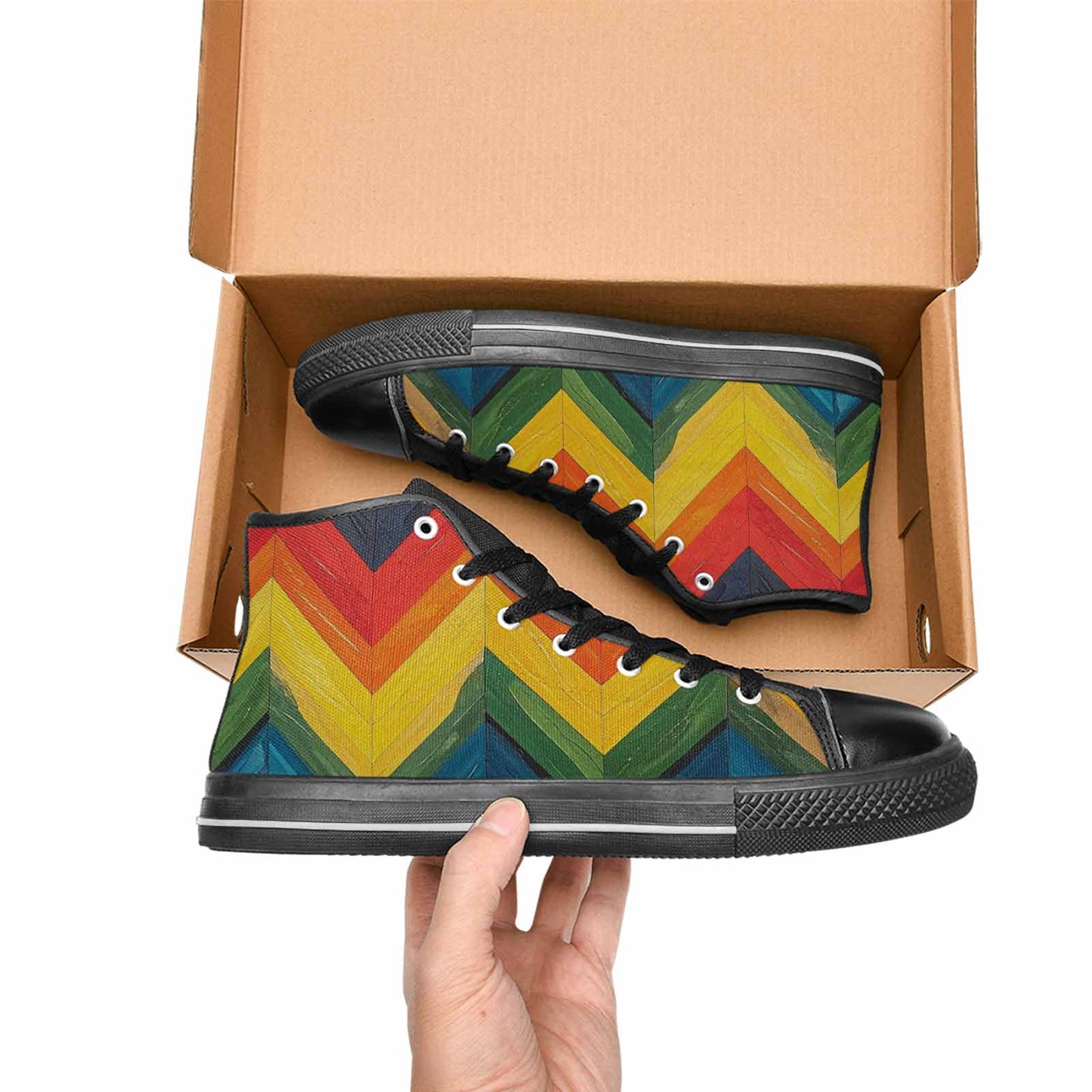 MEN'S Progress Pride Flag High Top Canvas Surreal Shoes