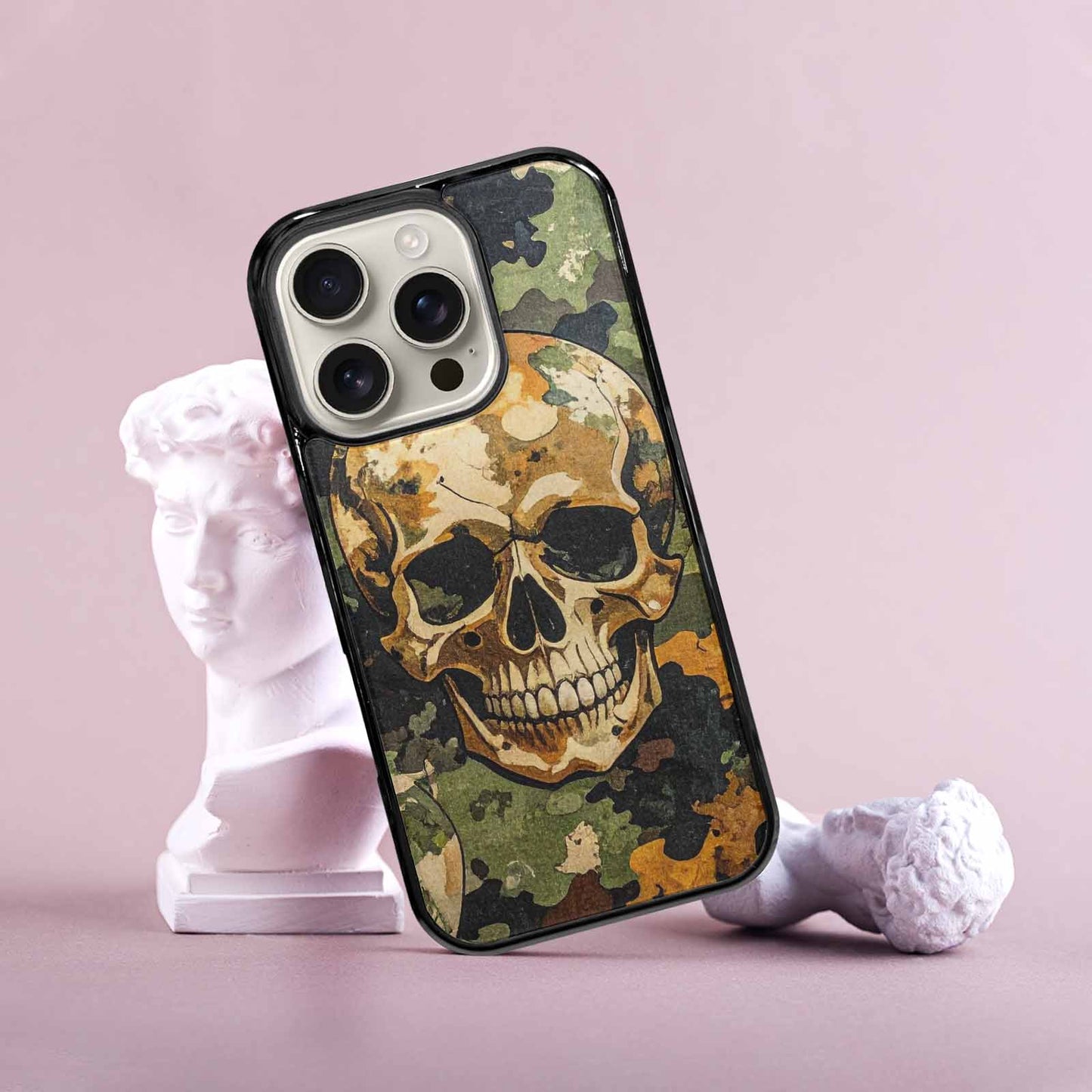 iPhone 16 Pro Case — Military Camo Texture Combined With Distressed, Personalized Phone Case