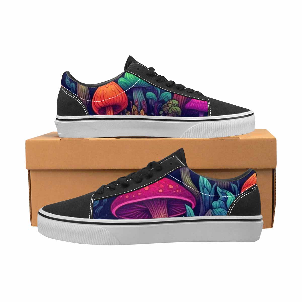 WOMEN'S Psychedelic Mushroom Canvas Lace-Up Vibrant Chaos Shoes
