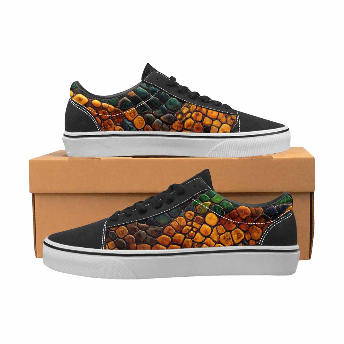 MEN'S Snake Skin Reptile Canvas Lace-Up Grunge Sneakers