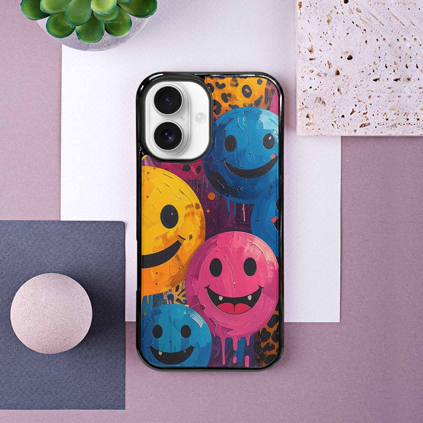 iPhone 16 Case — Smiley Faces Animal Printsmile Prk, Personalized Phone Case
