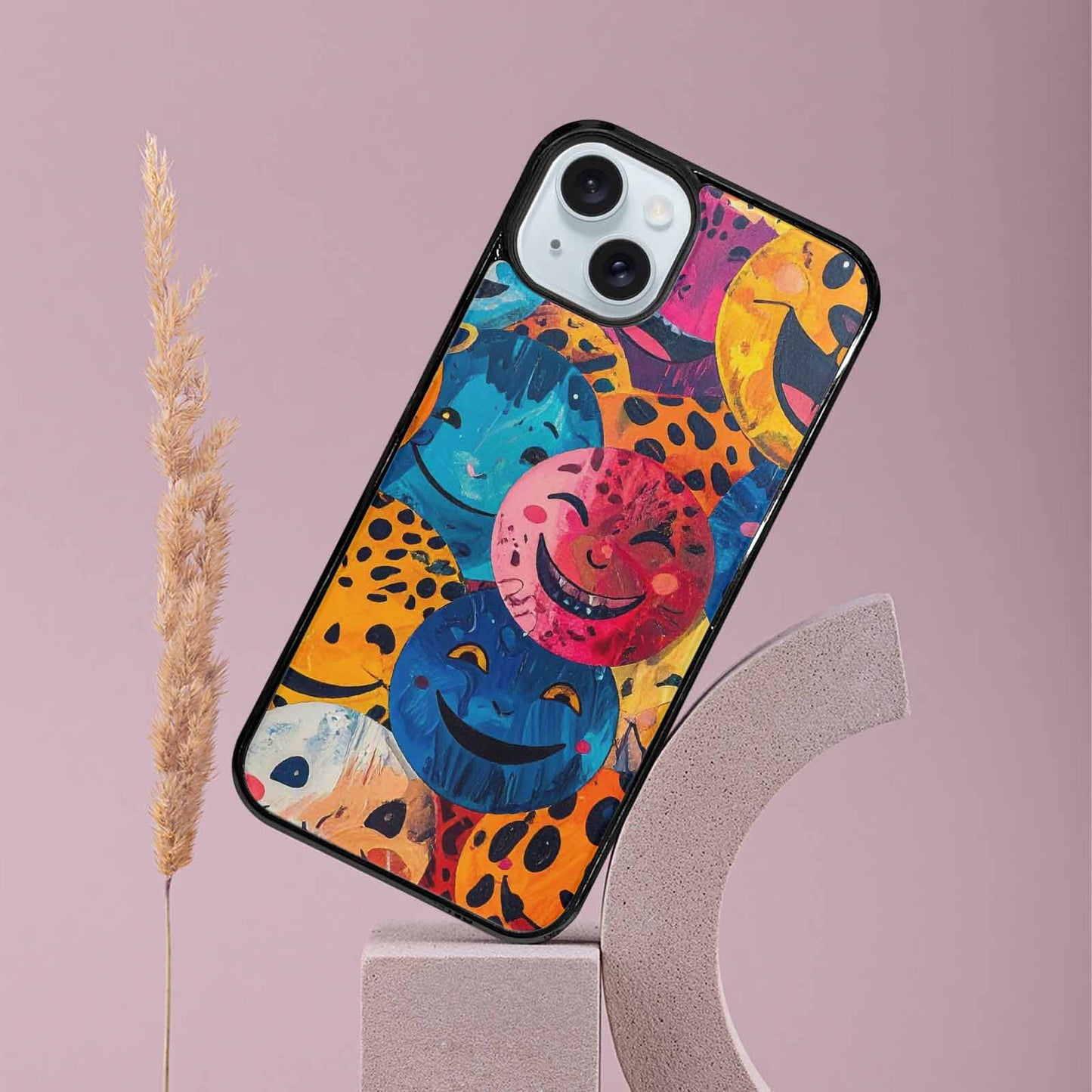 iPhone 15 Plus Case — Smiley Faces Animal Printsmile Kh7 Personalized, Custom Designed Case Cover