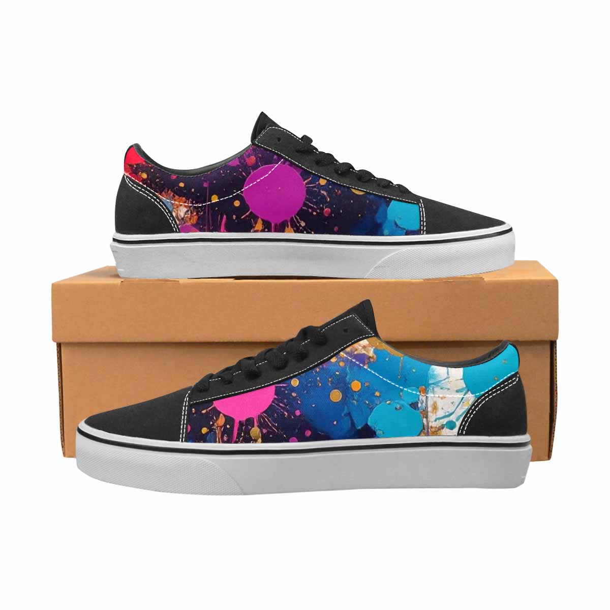 MEN'S Paint Splatter Canvas Lace-Up Wallpaper Art Custom Sneakers
