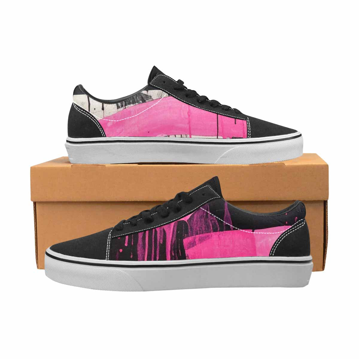 WOMEN'S Zebra Stripe Burst Lace-Up Canvas Dark Academia Custom Sneakers