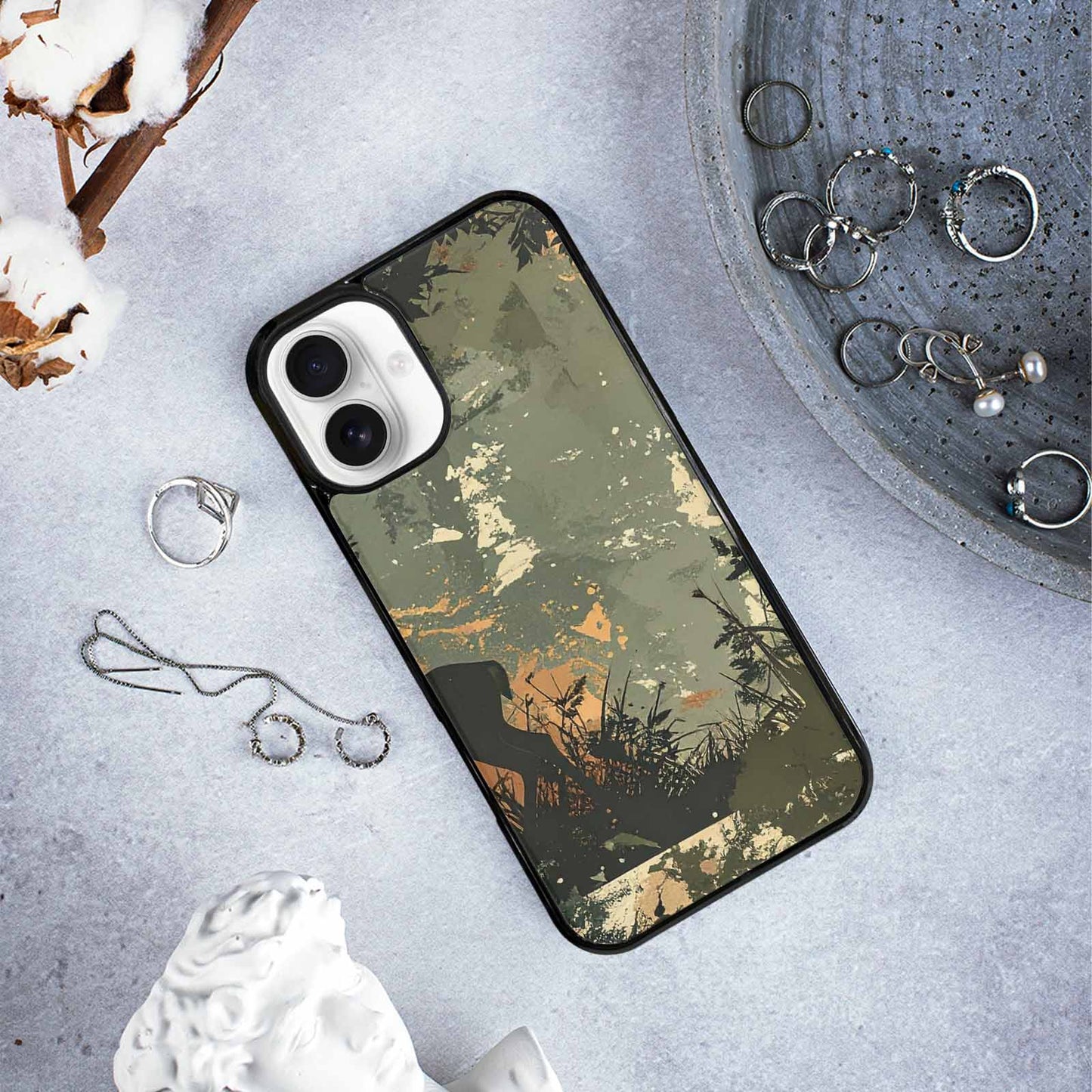 iPhone 16 Plus Case — Hunting Camouflage Pattern With Deer And, Custom Print Case Cover