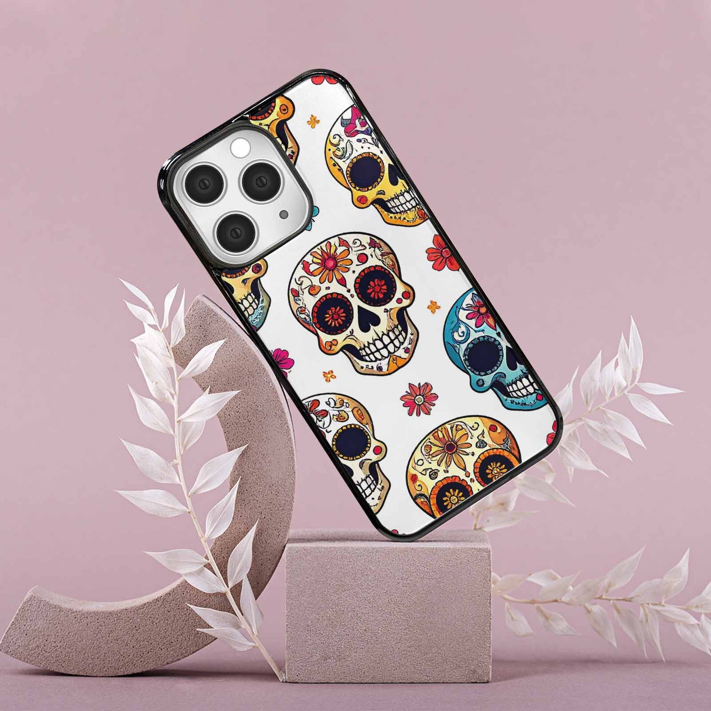 iPhone 15 Pro Max Case — Vibrant Skull Seamless, Custom Made Phone Cover