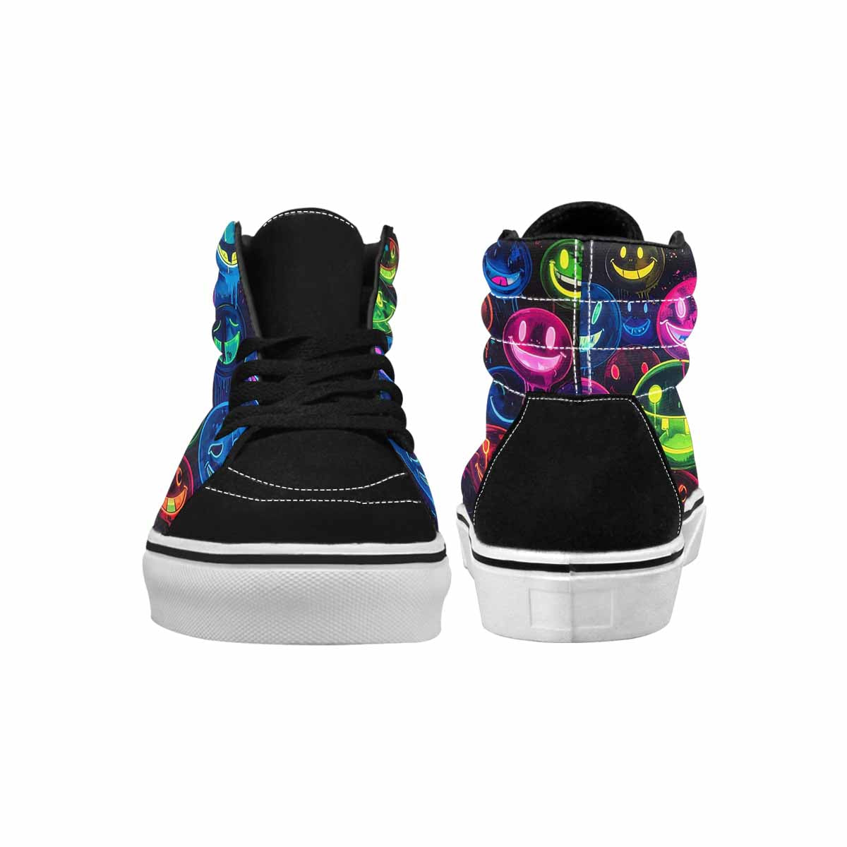 MEN'S Smiley Faces × Glow High Top Canvas Surreal Custom Shoes