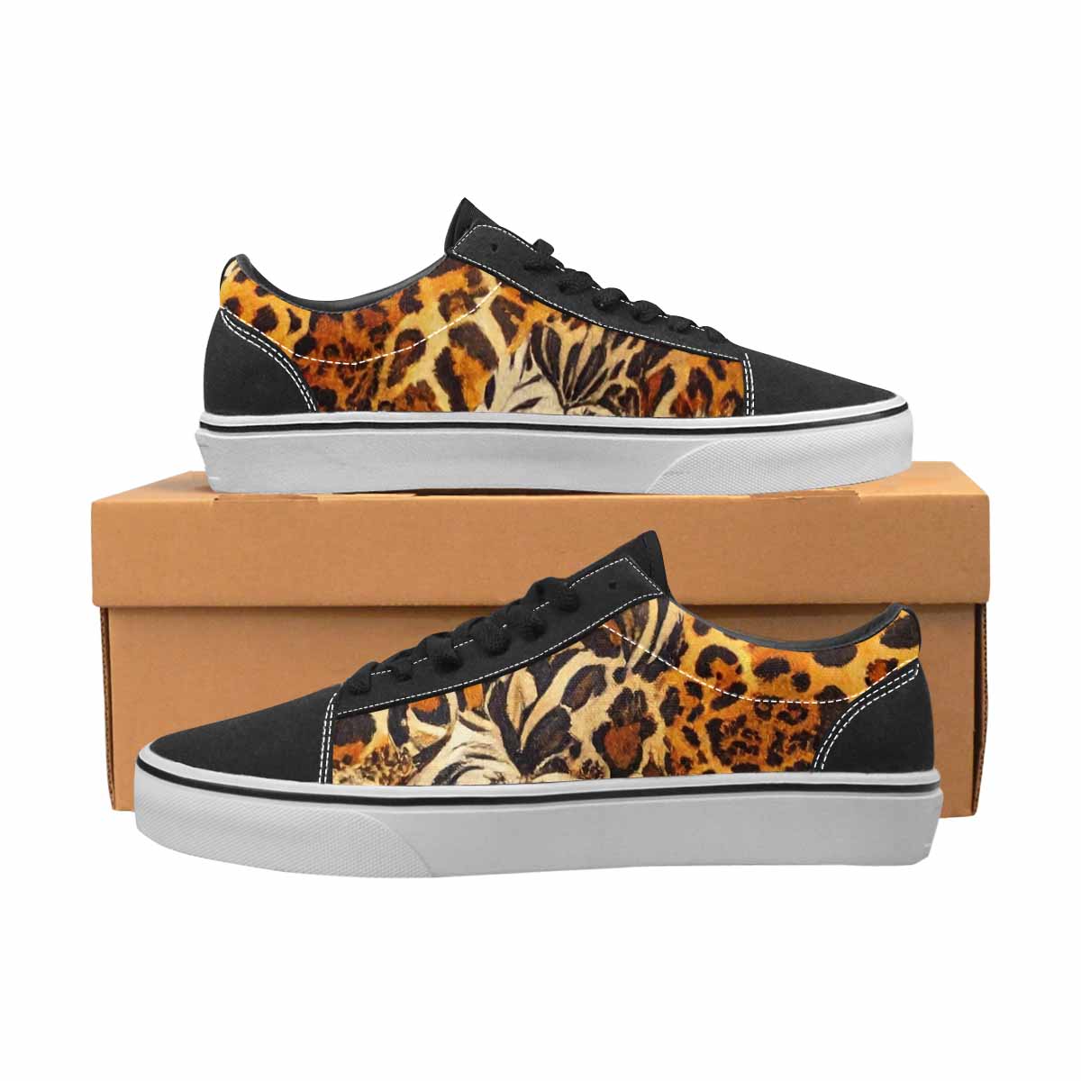 MEN'S Animal Print Canvas Lace-Up Wallpaper Art Custom Shoes