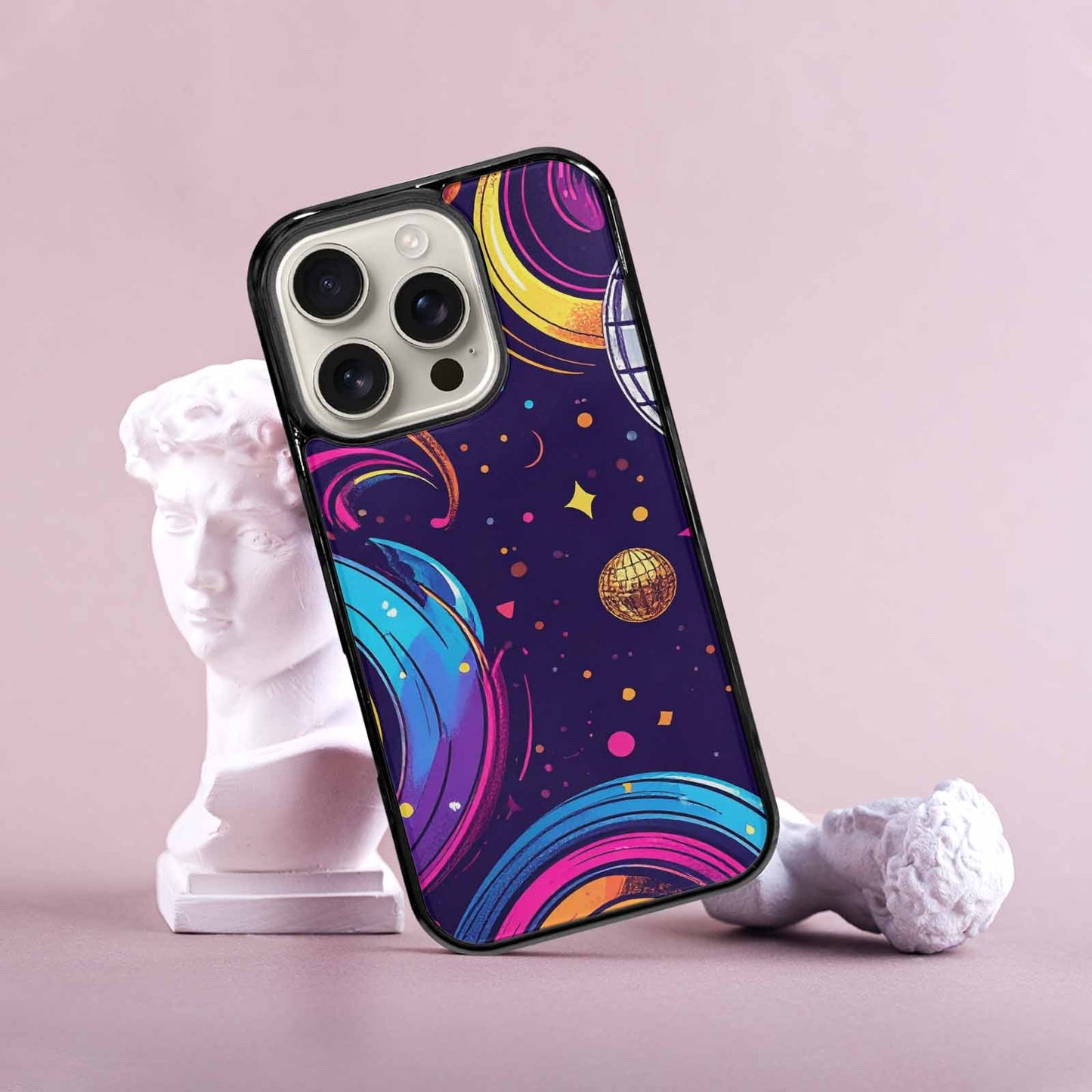 iPhone 16 Pro Case — 1970s Disco Cartoon Art Pattern, Unique Phone Case Design
