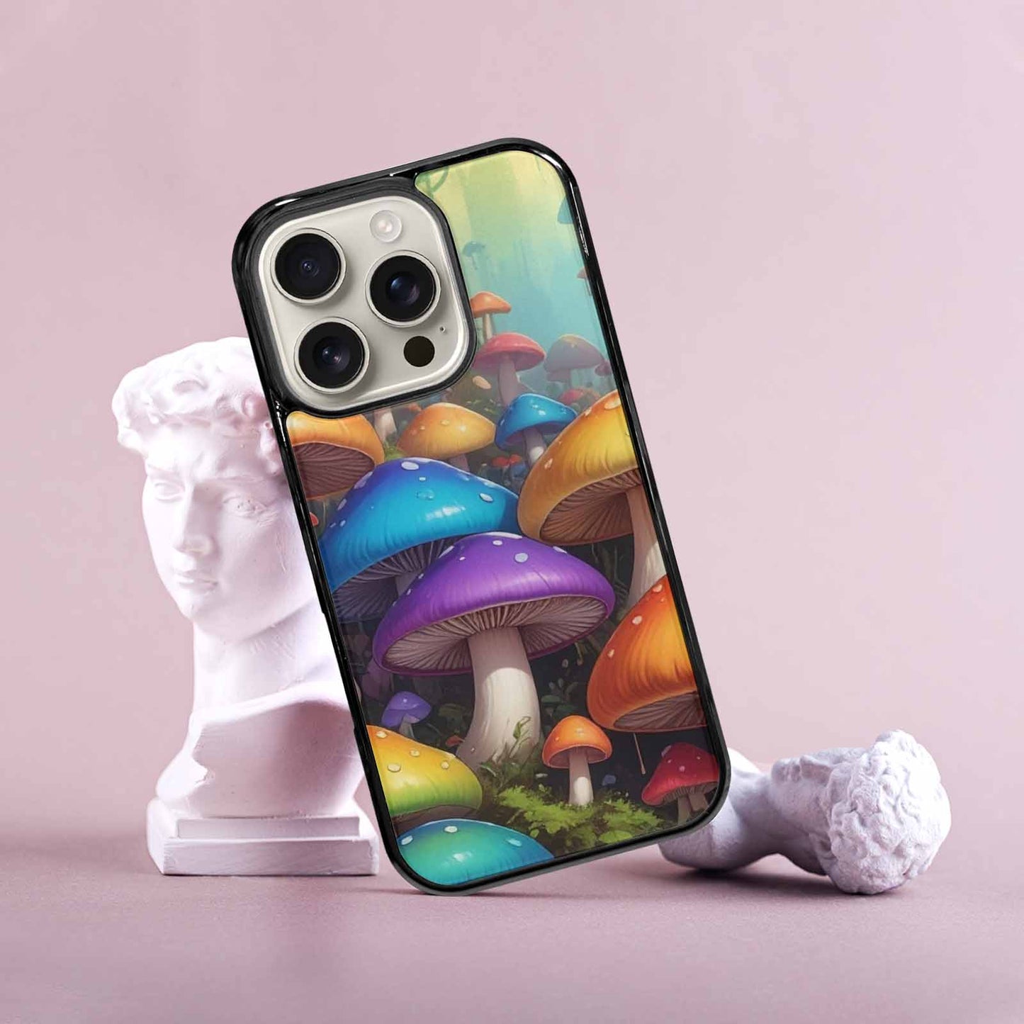 iPhone 16 Pro Case — Overlapping Endlessly No Empty Space Mushrooms, Custom Made Phone Cover