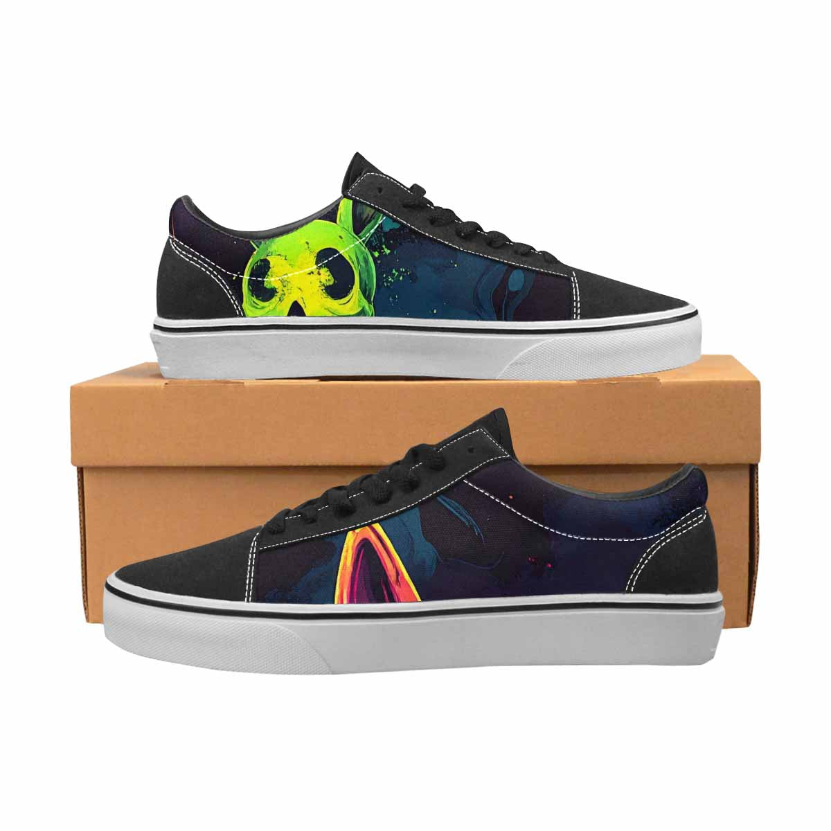 WOMEN'S Radioactive Ghost Bunny Skull Lace-Up Canvas Dreamcore Shoes