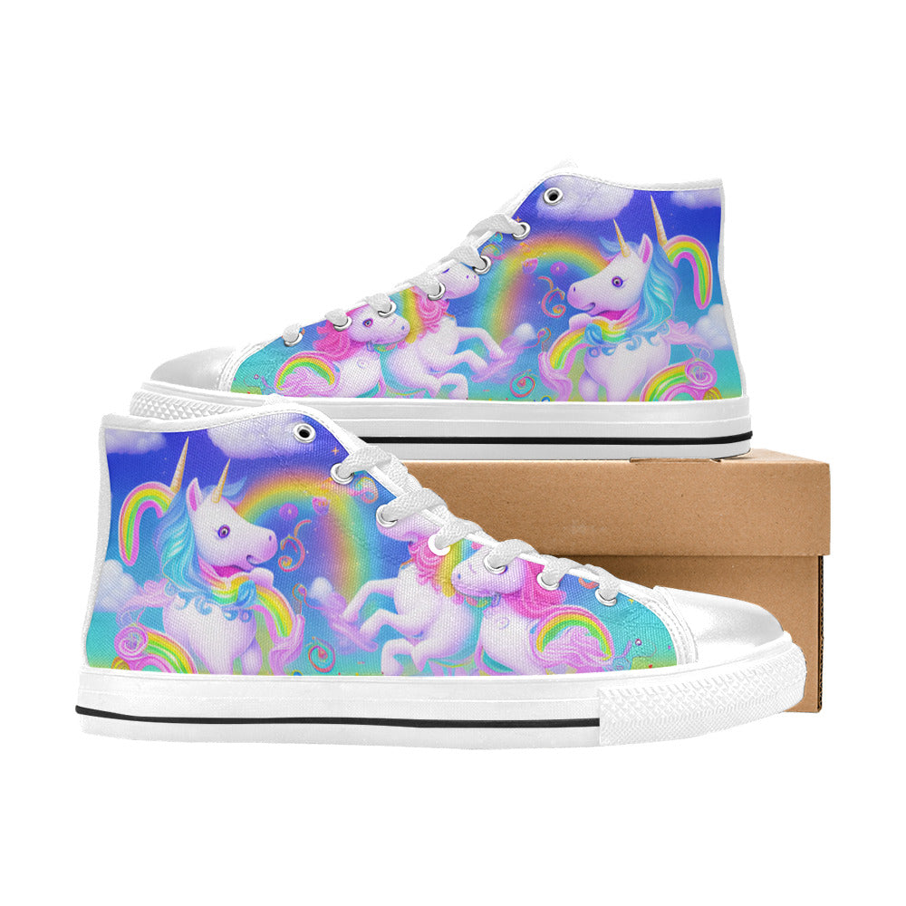 WOMEN'S Unicorns Art High Top Canvas Neon Fantasy Custom Shoes