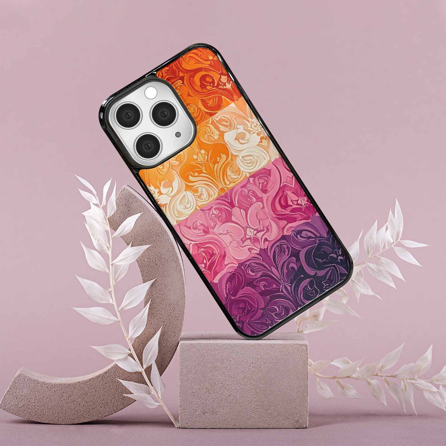 iPhone 15 Pro Max Case — Lesbian Flag Color Theme Small Rainbow, Custom Made Phone Cover