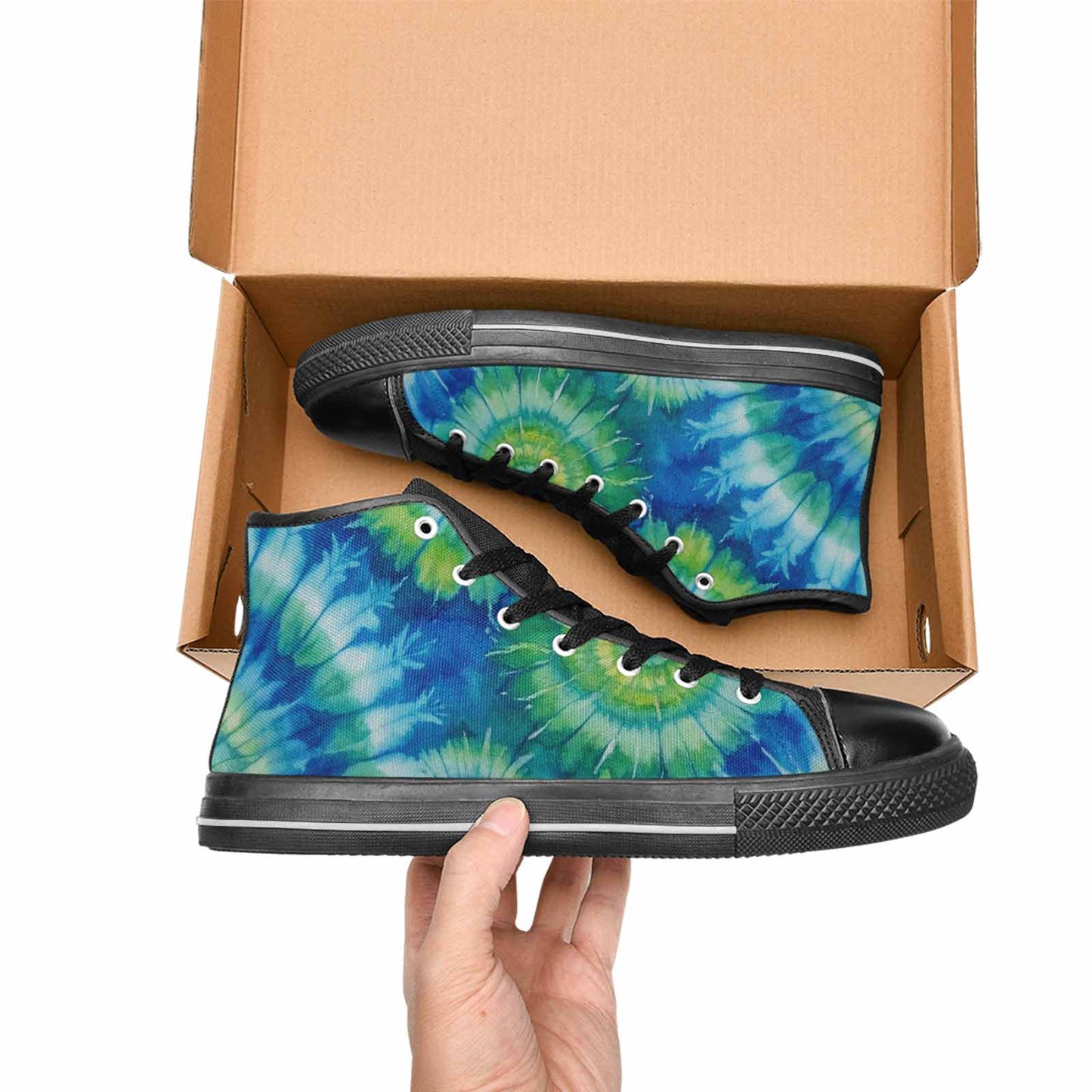 MEN'S Tie Dye Swirl High Top Canvas Grunge Shoes