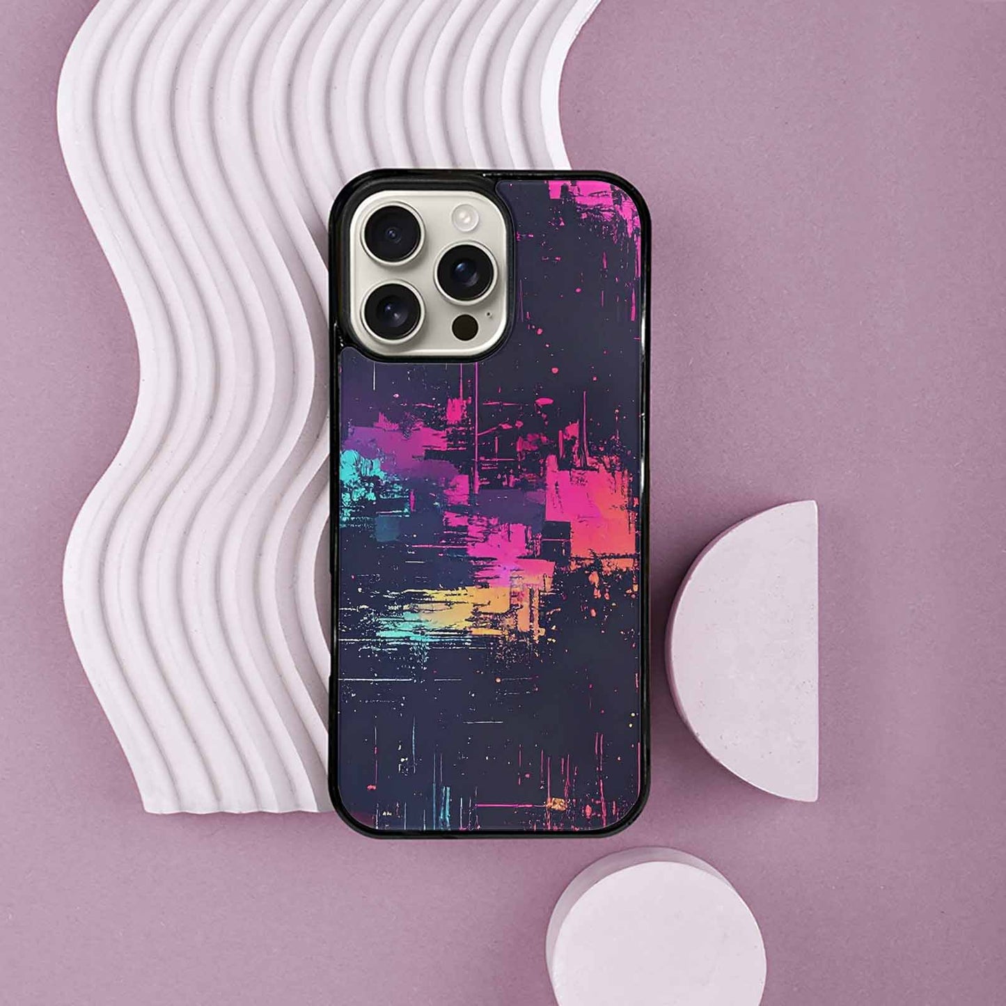 iPhone 16 Pro Max Case — Glitch Dark Art Seamless Pattern Vibrant, Custom Printed Phone Case