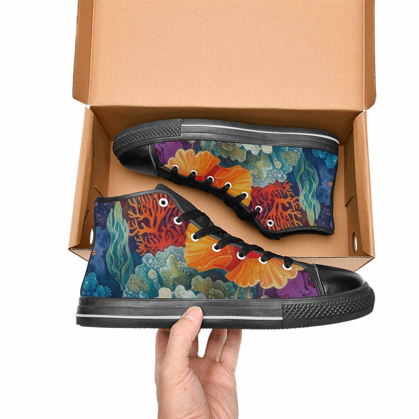 MEN'S Fish Scale Coral High Top Canvas Aesthetic Sneakers