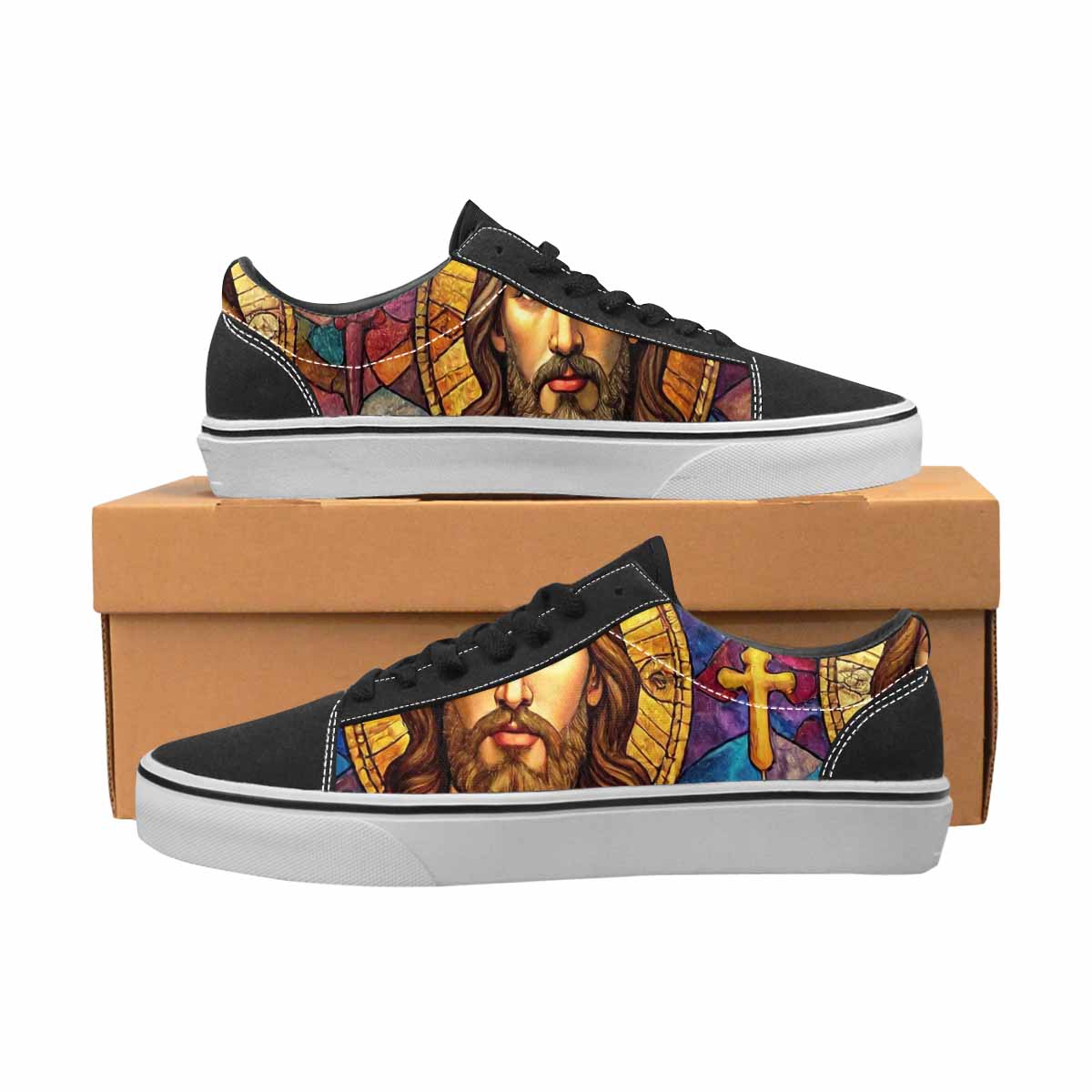 WOMEN'S Jesus Face Small Canvas Lace-Up Grunge Custom Shoes