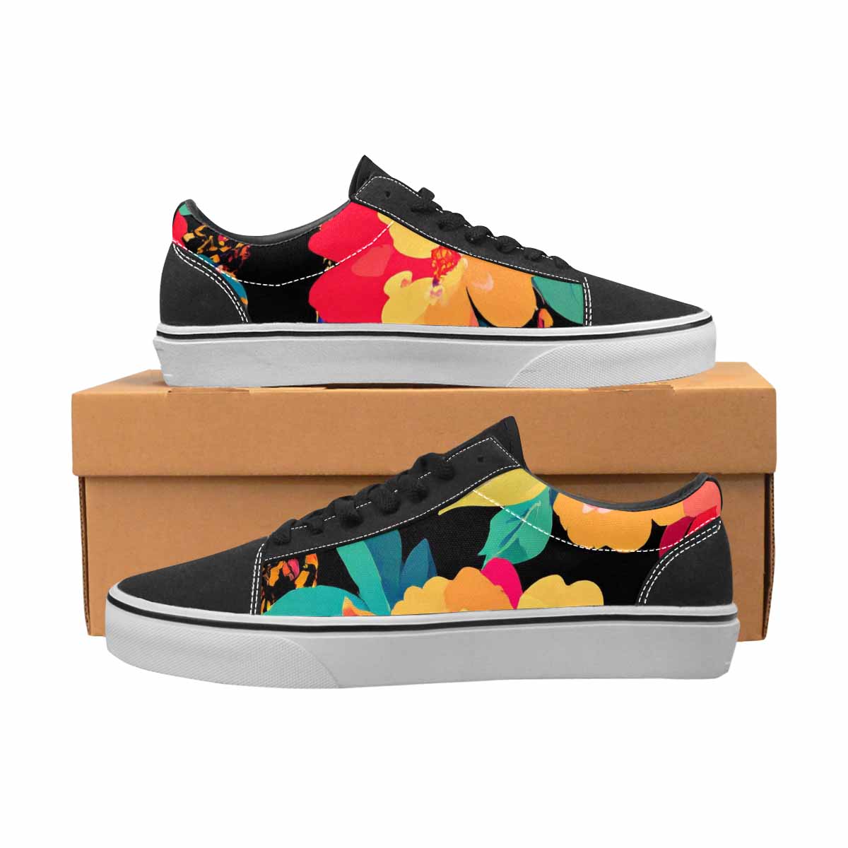 MEN'S Floral Snake Print Canvas Lace-Up Vibrant Chaos Sneakers