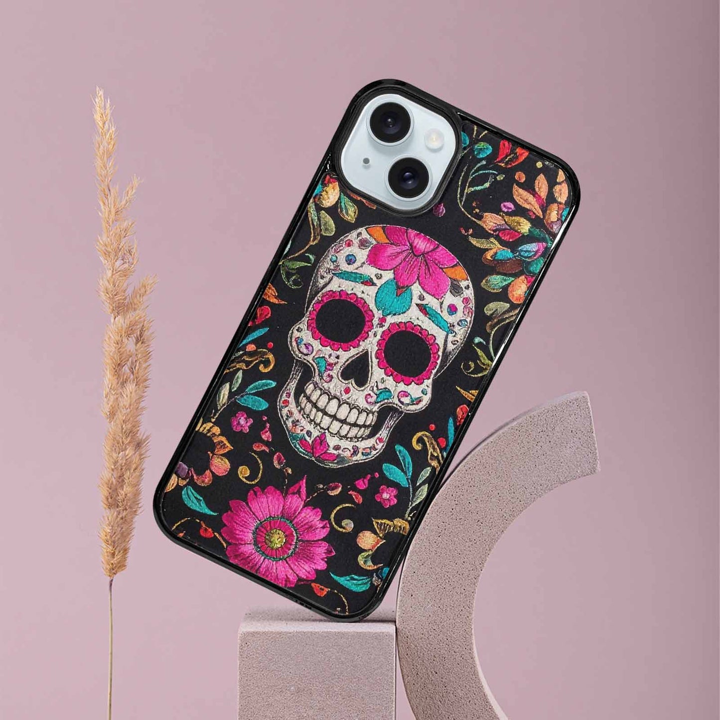 iPhone 15 Plus Case — Colorful Dia De Los Muertos Sugar, Personalized Phone Case