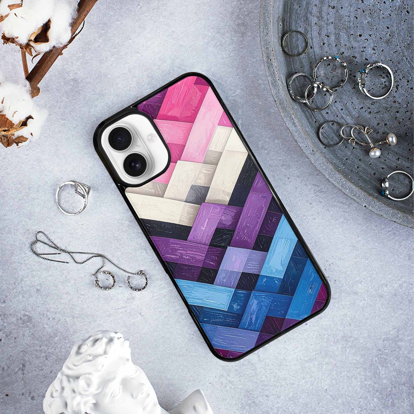 iPhone 16 Plus Case — Genderfluid Flag Color Theme Small Rainbow, Customized Protective Case