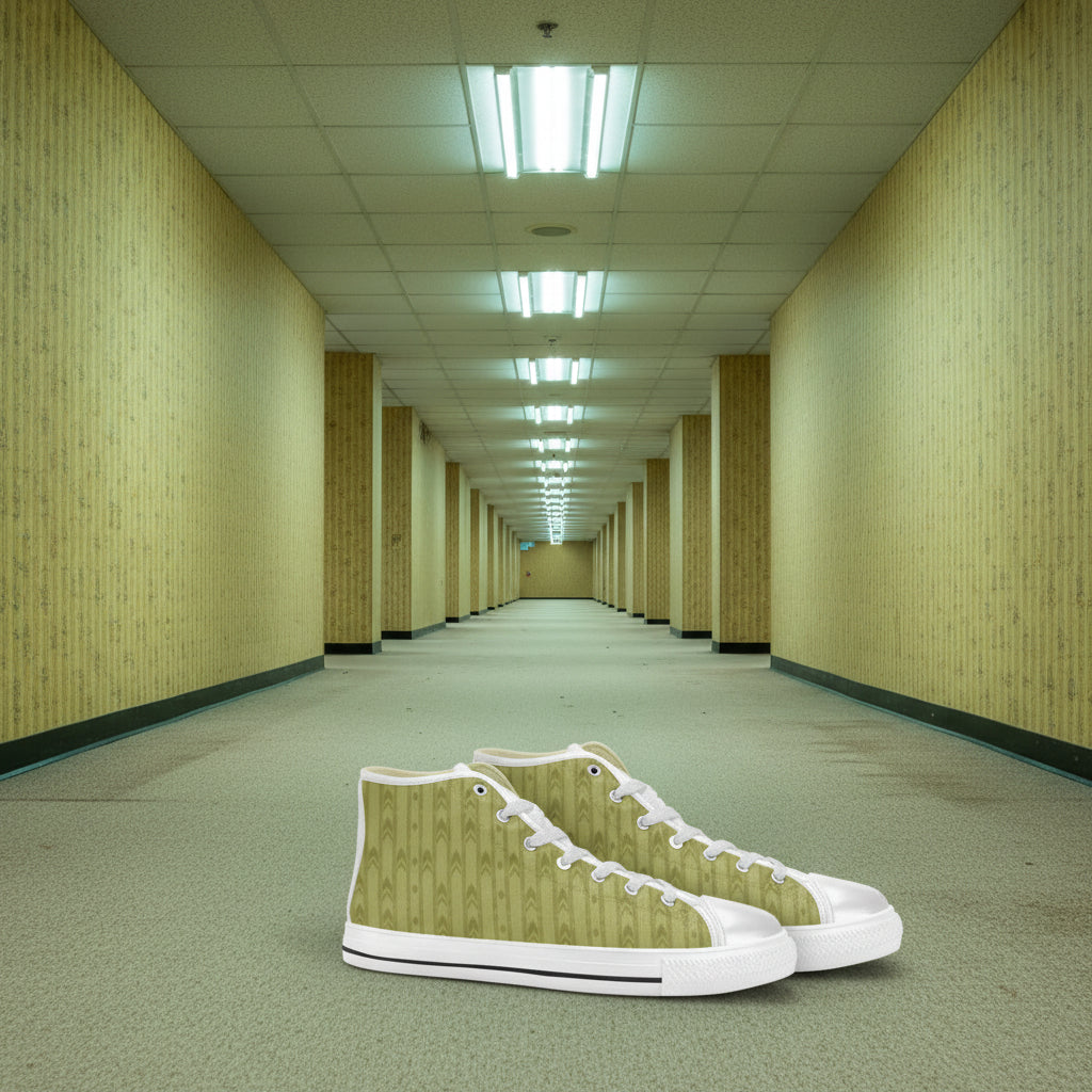 Yellow Wallpaper High-Top Sneakers | Level 0 Fashion High Top Canvas Shoes for Kid