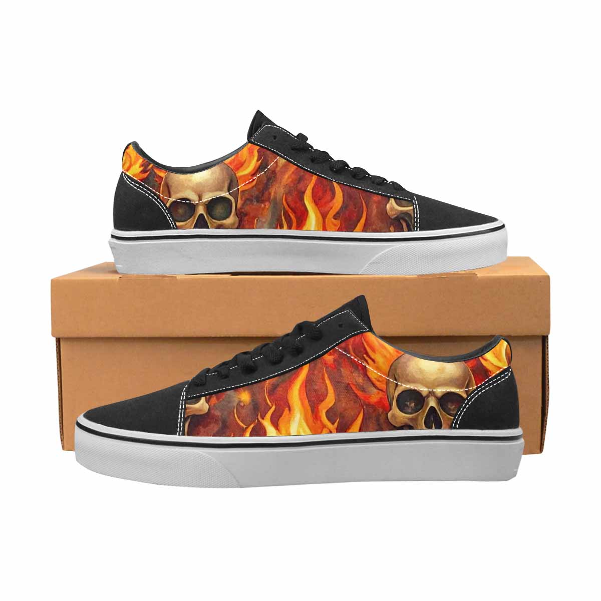WOMEN'S Skulls - Flaming Canvas Lace-Up Y2K Shoes
