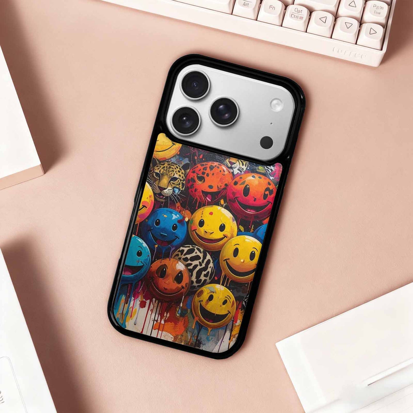 iPhone 17 Pro Case — Smiley Faces Pattern Hundreds Uy4 Original, Custom Print Case Cover