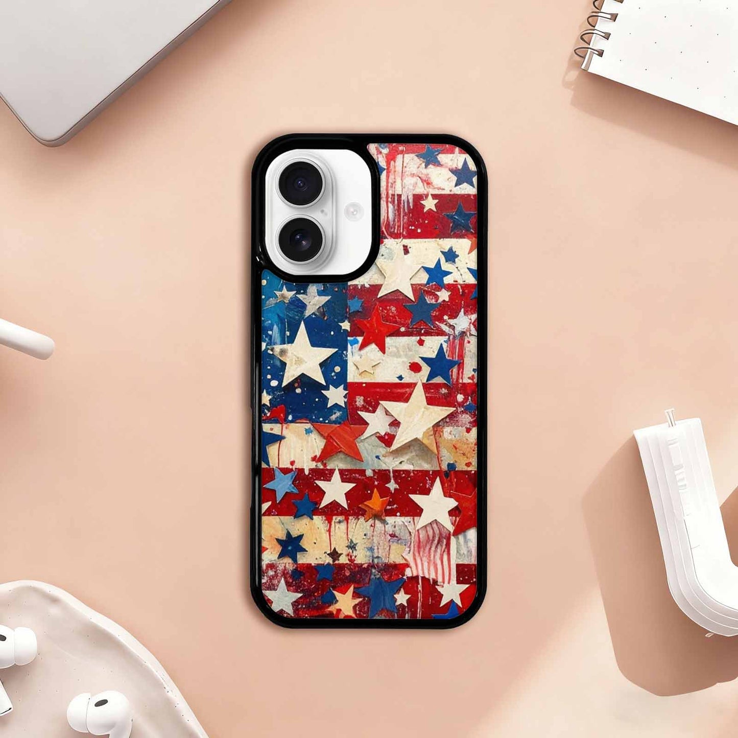 iPhone 17 Case — Patriotic Stars And Stripes Galaxy Space, Customized Protective Case