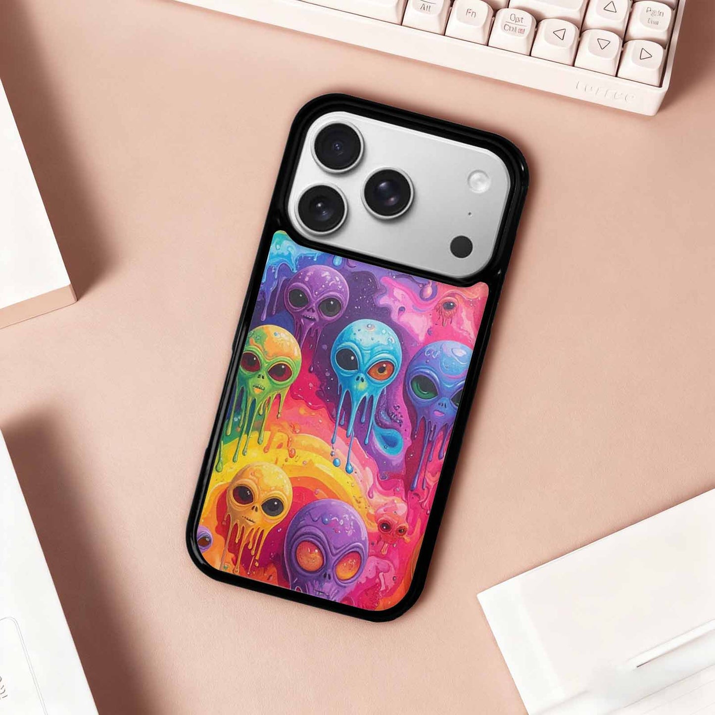 iPhone 17 Pro Case — Aliens Tie Dyemelting Aliens P Tie, Custom Printed Phone Case